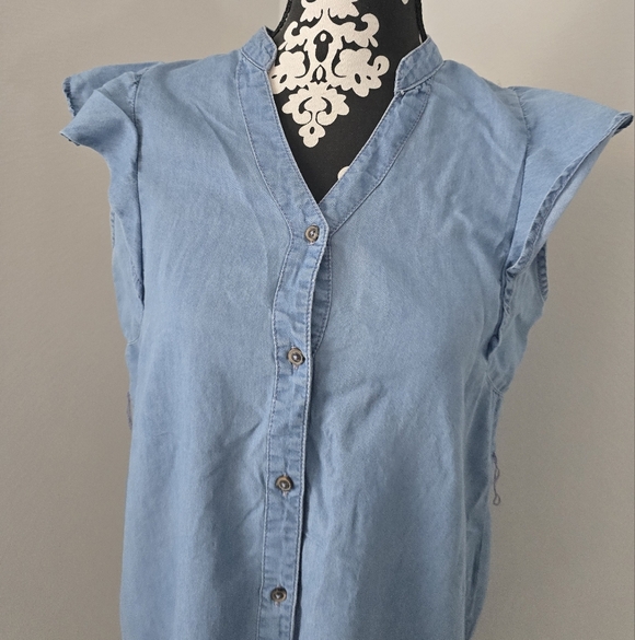 Alisson Brittney Sleeveless Denim Button-Down Dress - Picture 3 of 13
